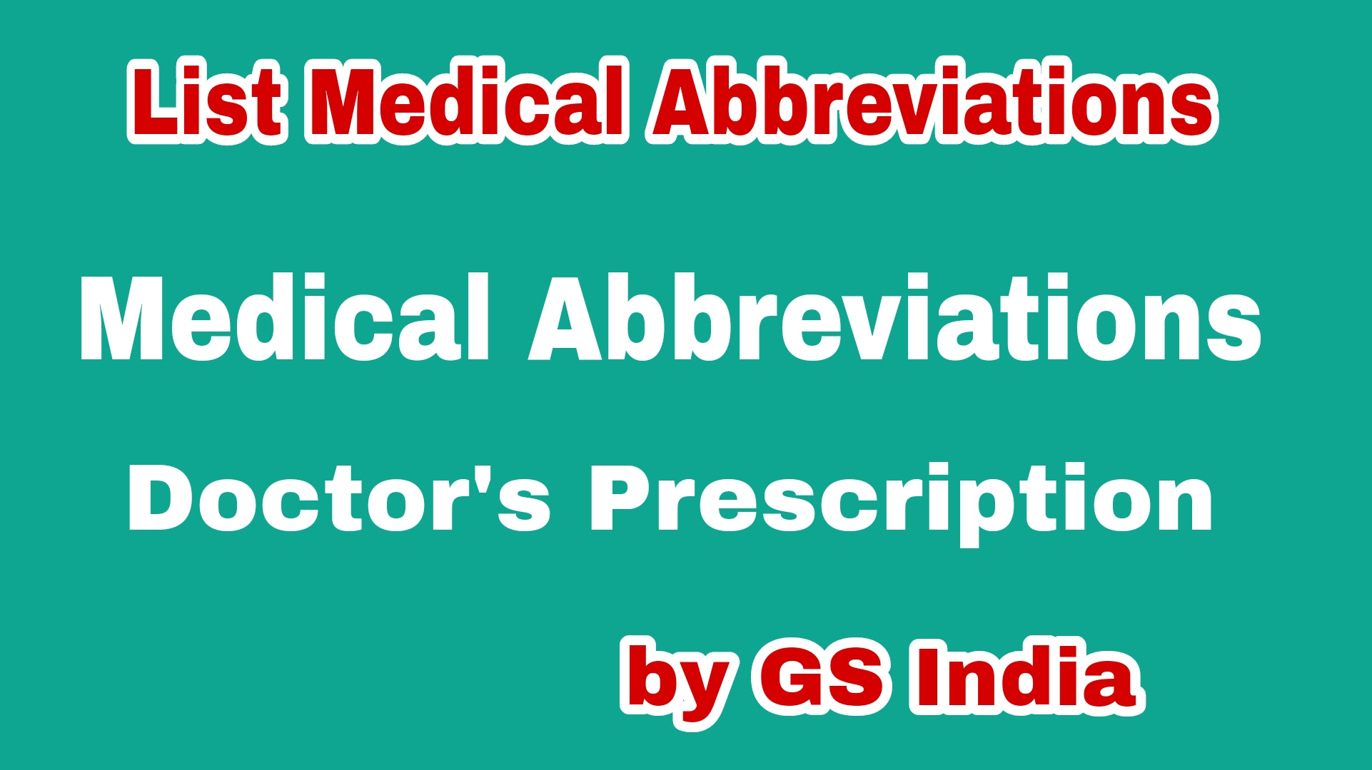 Medical Abbreviation List GS India Nursing Academy