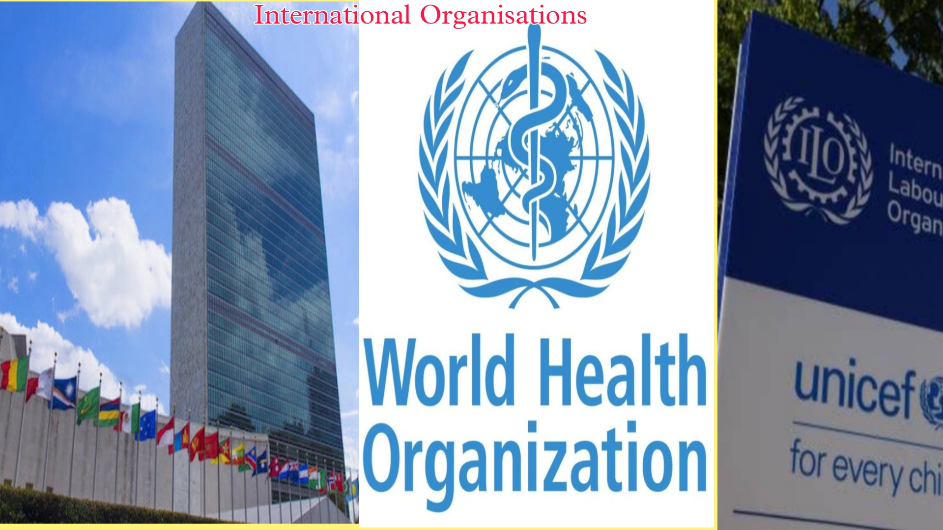 International Health Agency, World Health Organisation (WHO), UNICEF ...